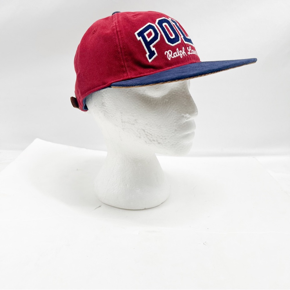POLO RALPH LAUREN Logo Twill Flat Bill Baseball Ball Cap Hat, WINE, NAVY - Picture 2 of 15